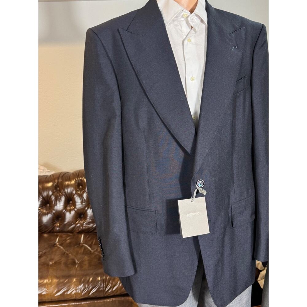 Brand New Tom Ford Atticus Navy Peak Lapel Wool Mohair Blazer 56IT 46R US